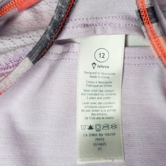 Ivivva Girl's Racerback Tank Workout Top Built in Bra Size 12 Lilac Ligh… - Picture 8 of 14